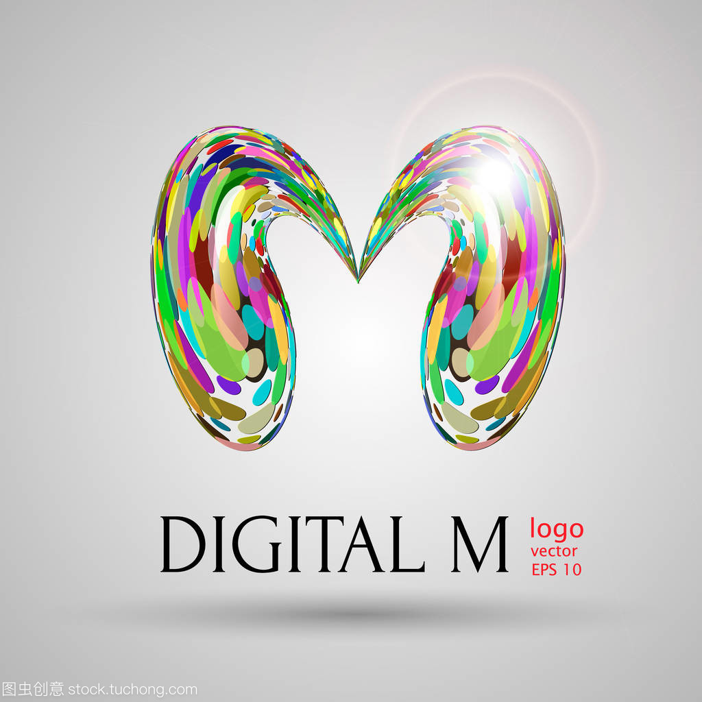 灰色背景上的現(xiàn)代泡沫風格 矢量數(shù)字“M”信廣告設計解析